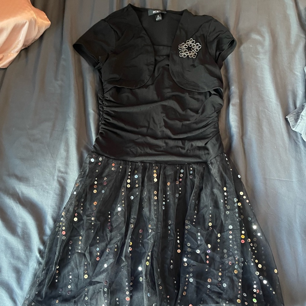 BCX Black Formal Kids Dress with Sequin Details